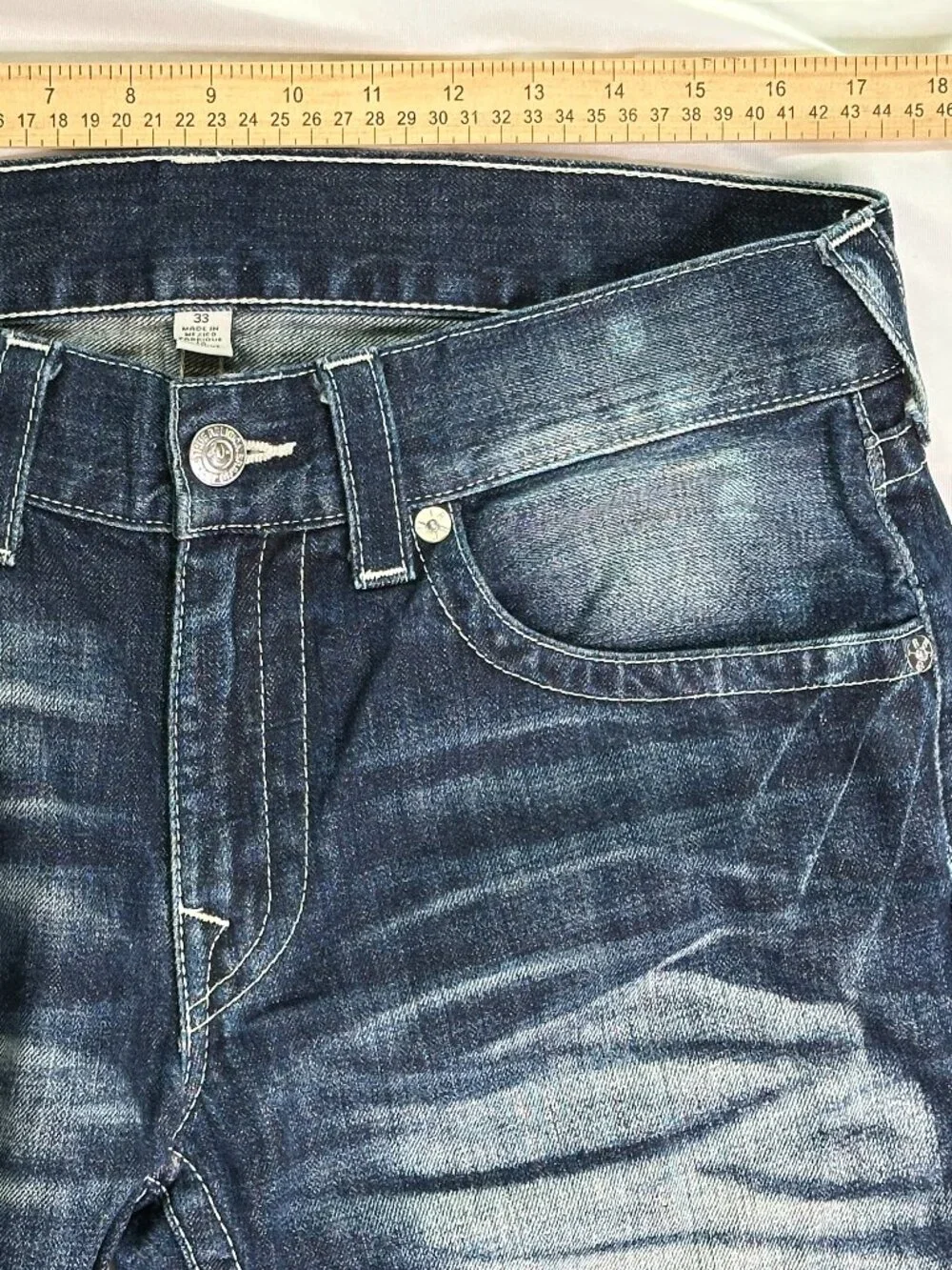 True Religion Section Straight Jeans Mens 33x31 Medium Wash Blue Denim Casual